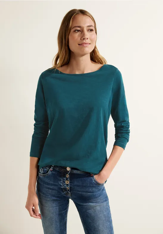 Basic shirt in effen kleur deep lake green