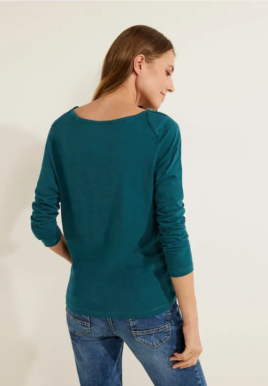 Basic shirt in effen kleur deep lake green