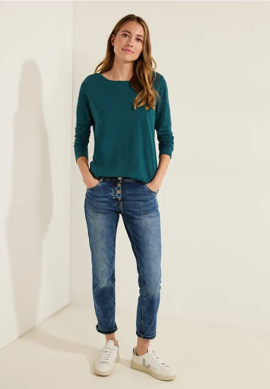 Basic shirt in effen kleur deep lake green