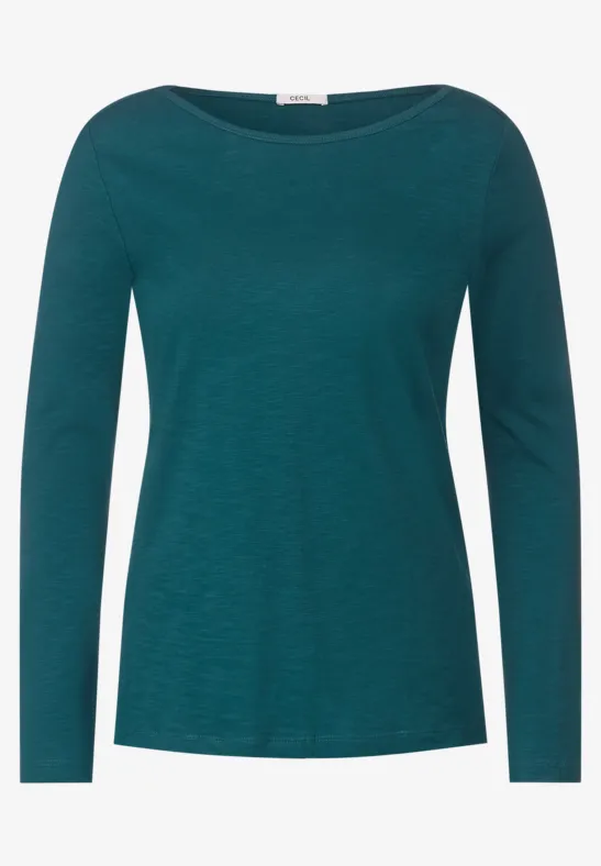 Basic shirt in effen kleur deep lake green