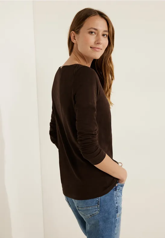 T-shirt basique de couleur unie chocolate torte