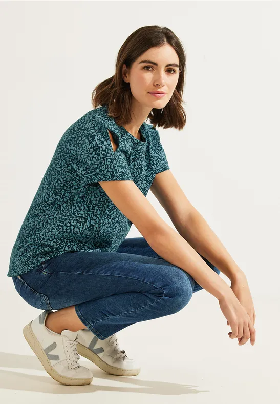 Shirt met onopvallend patroon deep lake green