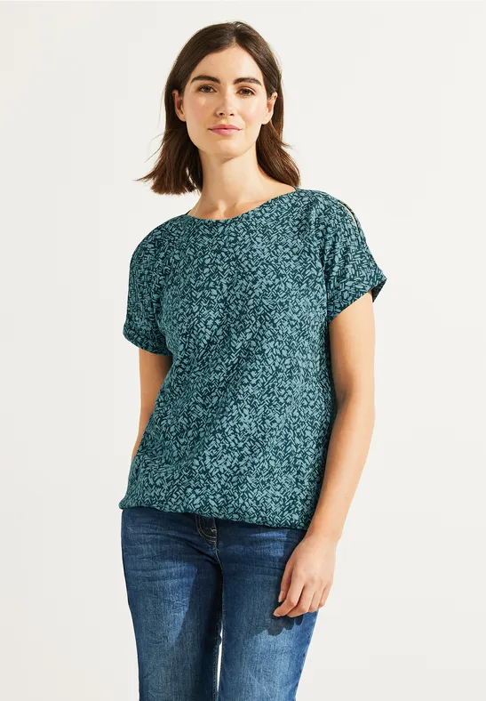Shirt met onopvallend patroon deep lake green
