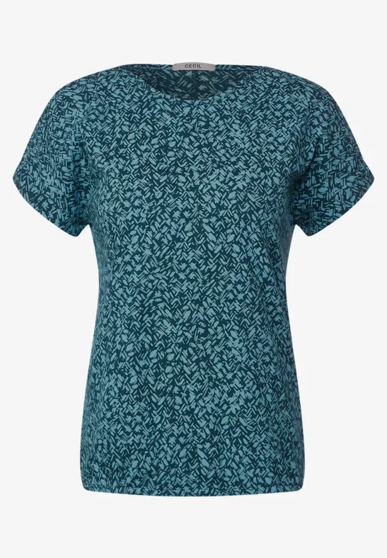 Shirt met onopvallend patroon deep lake green