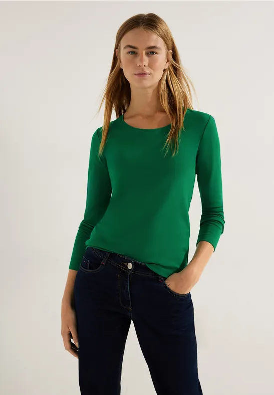 Basic Langarmshirt easy green