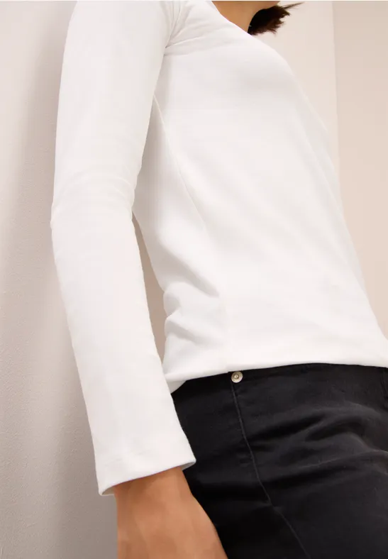 Basic shirt met lange mouwen vanilla white