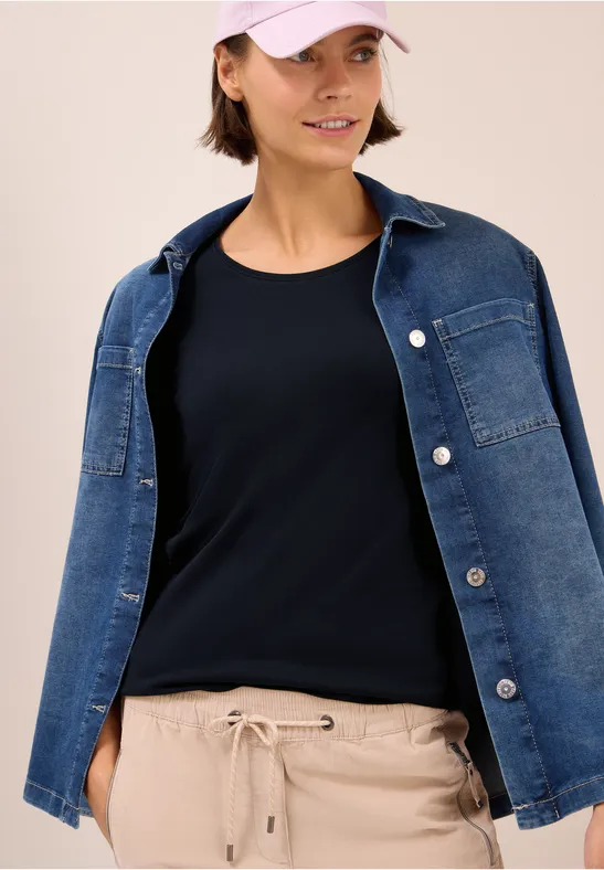 Basic Langarmshirt urban dark blue