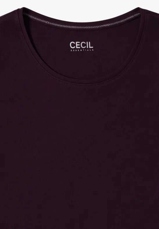 Basic Langarmshirt eggplant red