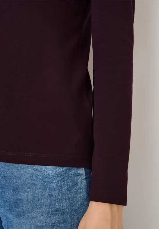 Basic Langarmshirt eggplant red