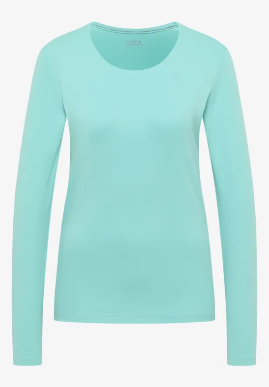 Basic Langarmshirt sea foam blue