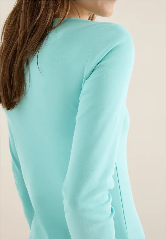 Basic Langarmshirt sea foam blue