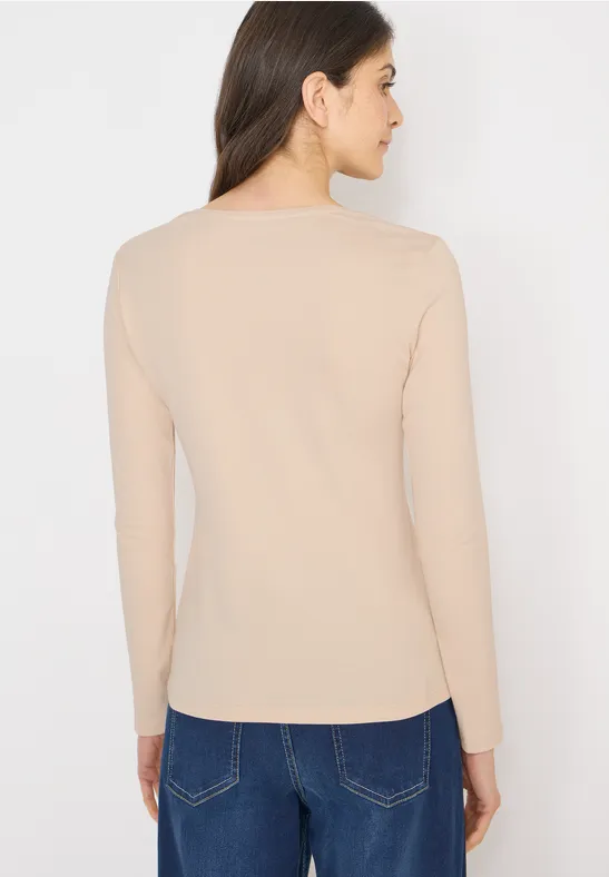T-shirt basique à manches longues pearl beige