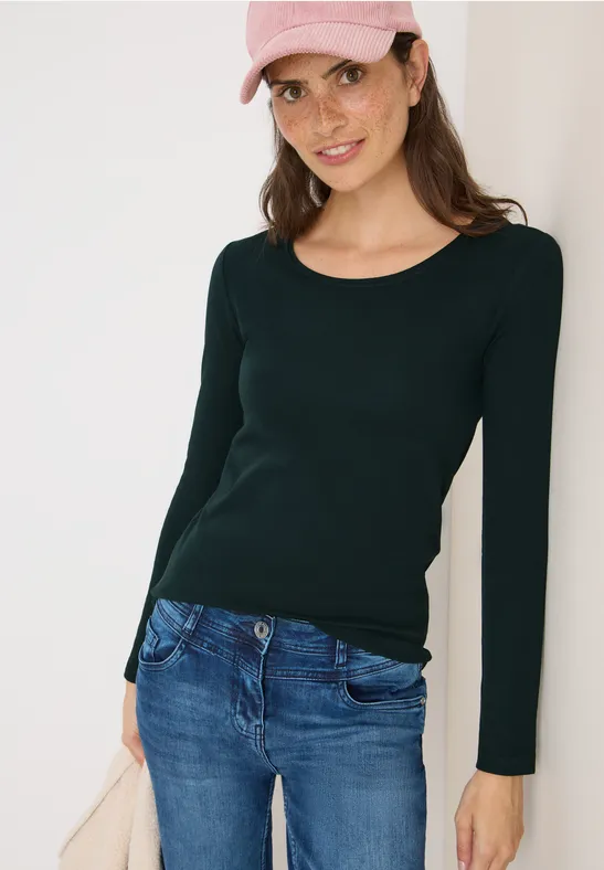 Basic Langarmshirt ink green