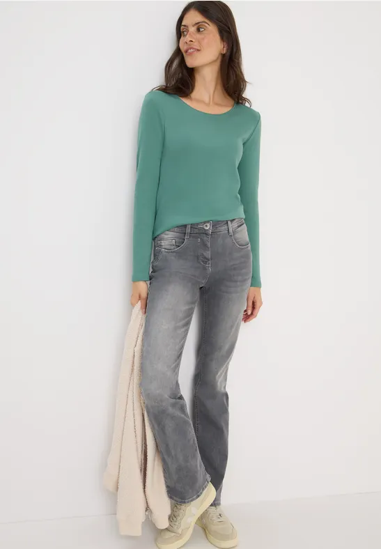 Basic Langarmshirt jewel green