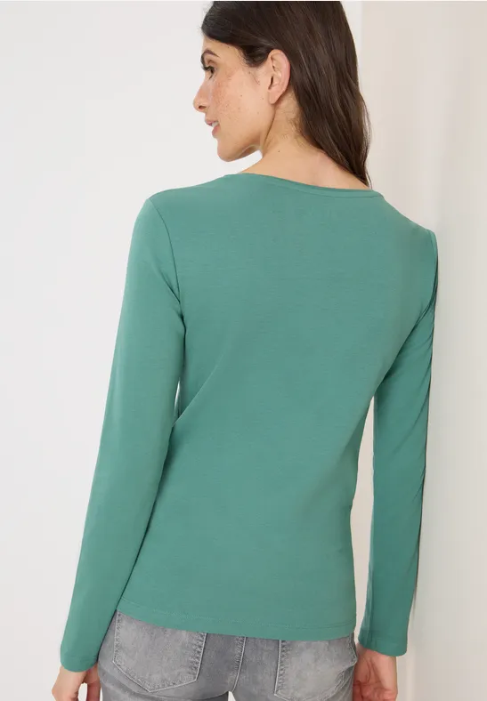 Basic Langarmshirt jewel green
