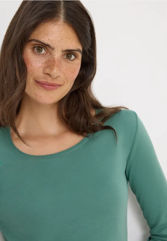 Basic Langarmshirt jewel green