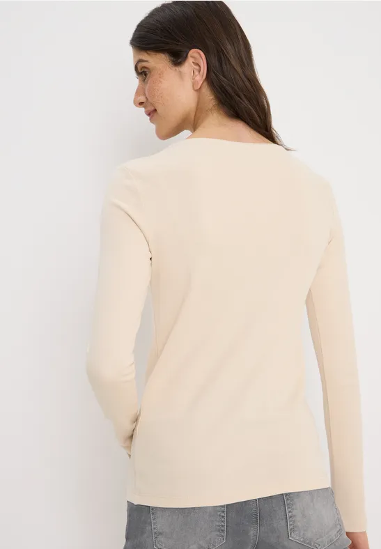 Basic shirt met lange mouwen oat milk beige