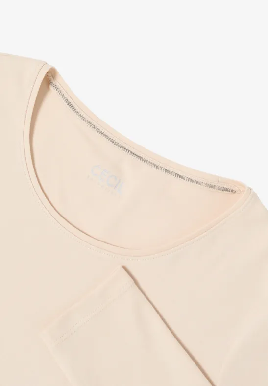 Basic shirt met lange mouwen oat milk beige