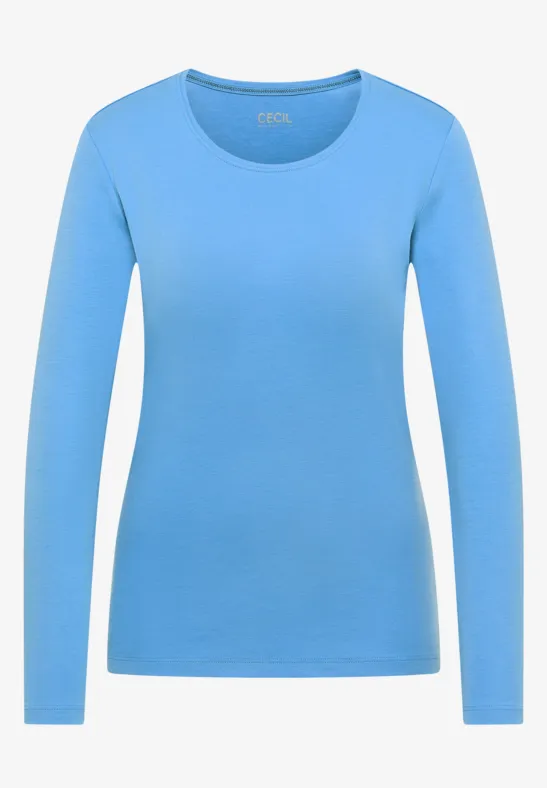 Basic Langarmshirt fountain blue