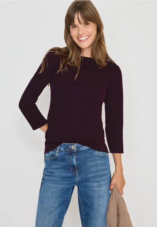 Basic onderzeeër shirt eggplant red
