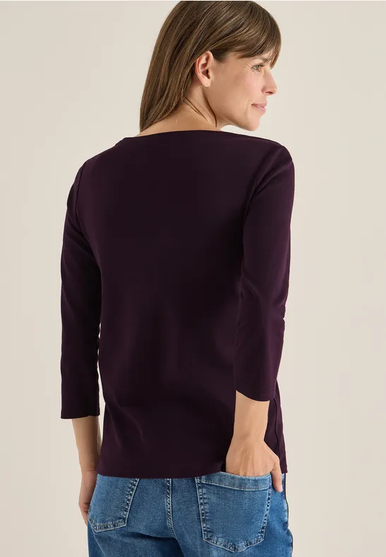 Basic onderzeeër shirt eggplant red