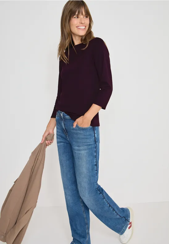 Basic onderzeeër shirt eggplant red