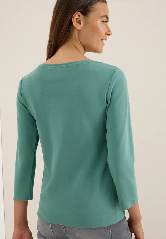Basic Shirt in Unifarbe jewel green