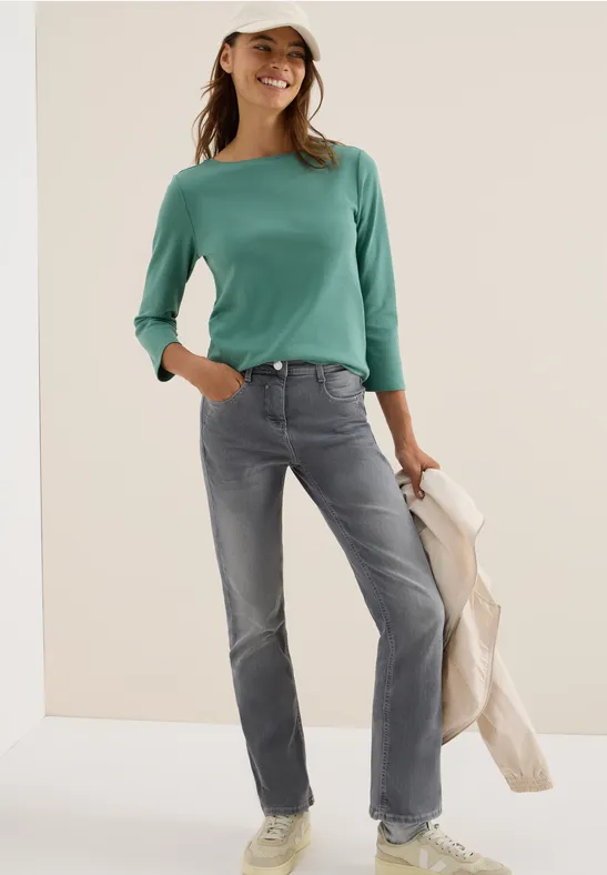 Basic Shirt in Unifarbe jewel green