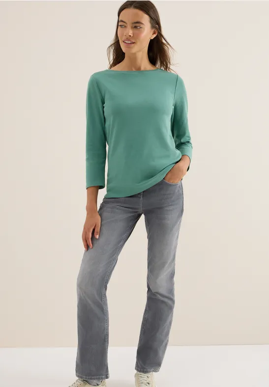 Basic Shirt in Unifarbe jewel green