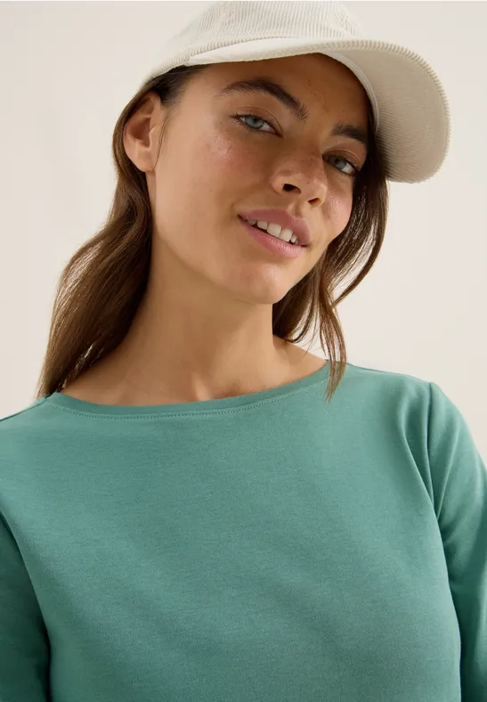 Basic Shirt in Unifarbe jewel green