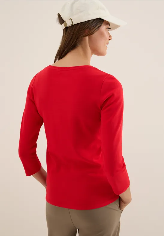 Basic Shirt in Unifarbe fiery red
