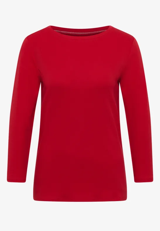 Basic Shirt in Unifarbe fiery red