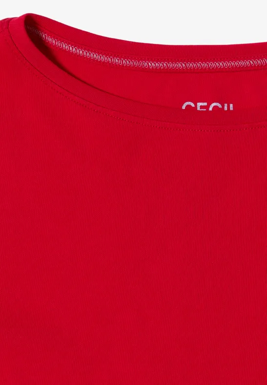Basic Shirt in Unifarbe fiery red