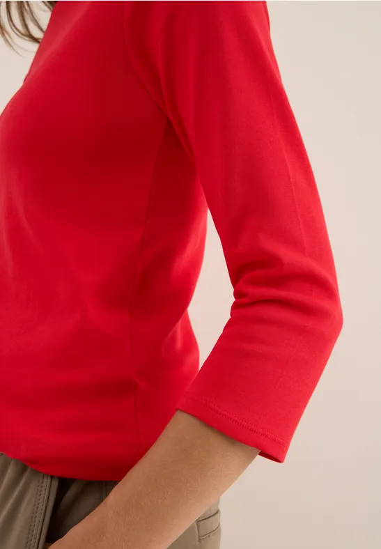 Basic Shirt in Unifarbe fiery red