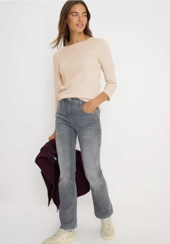 Basic Shirt in Unifarbe oat milk beige