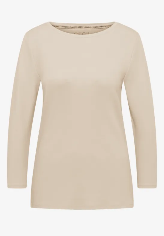 Basic Shirt in Unifarbe oat milk beige