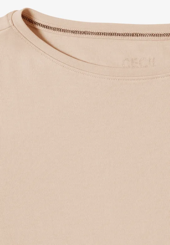 Basic Shirt in Unifarbe oat milk beige
