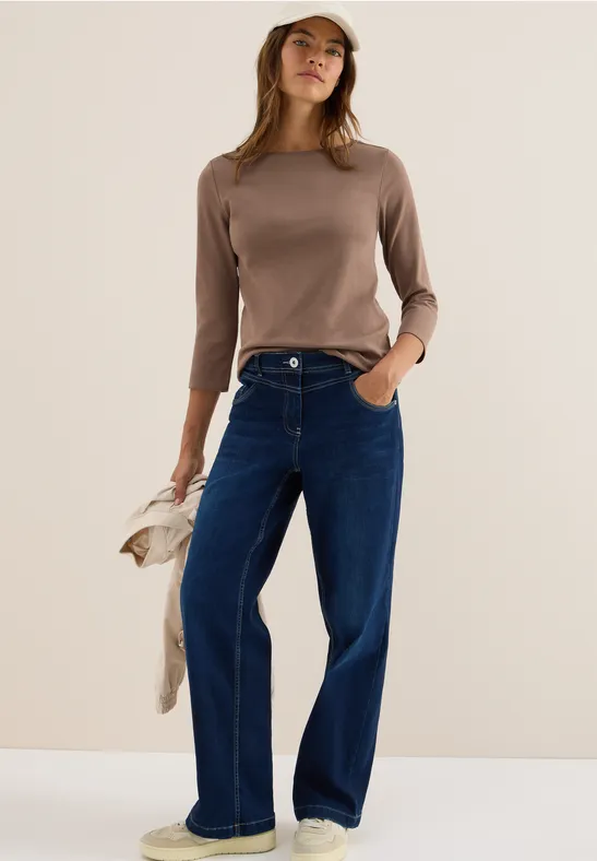 Basic Shirt in Unifarbe cocoa taupe