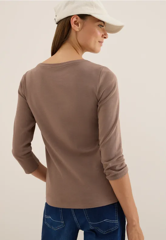 Basic Shirt in Unifarbe cocoa taupe