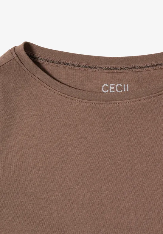 Basic Shirt in Unifarbe cocoa taupe