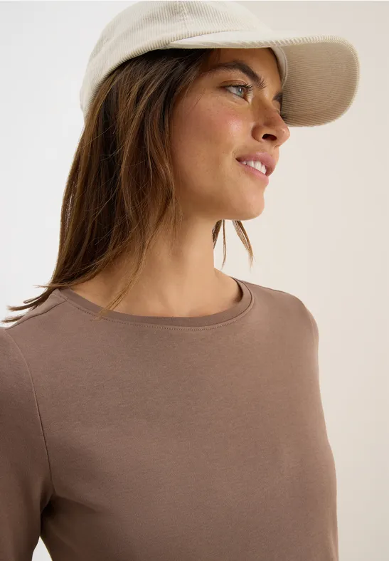 Basic Shirt in Unifarbe cocoa taupe