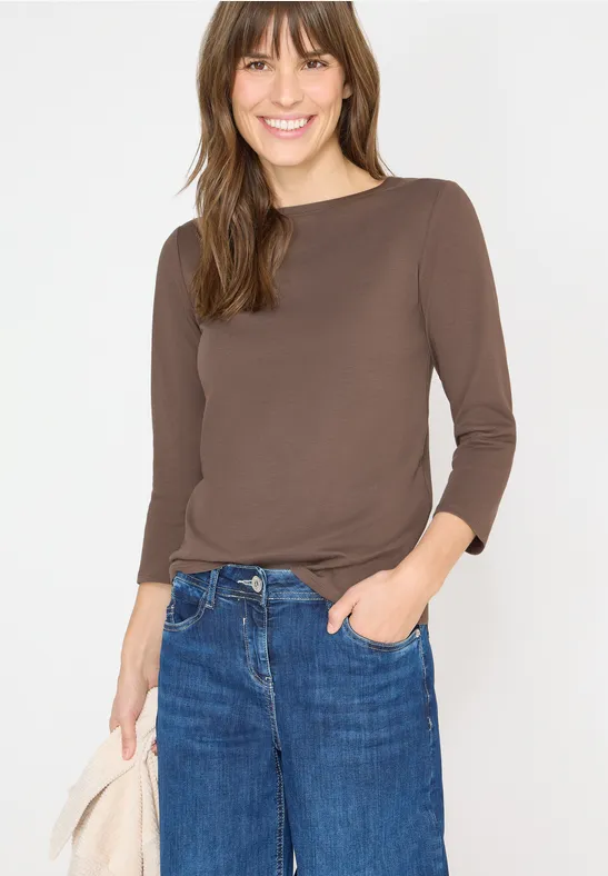 Basic Shirt in Unifarbe urban taupe