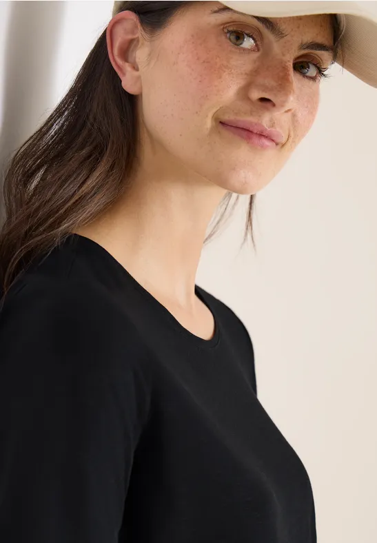 Basic Shirt met ronde hals Black