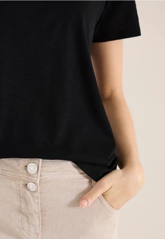Basic Shirt met ronde hals Black