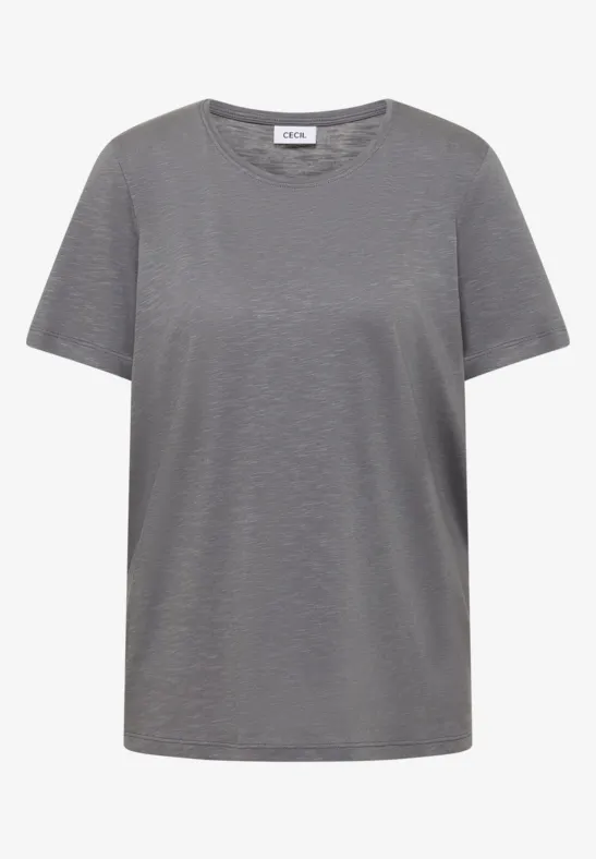 Effen grijs T-shirt met ronde hals