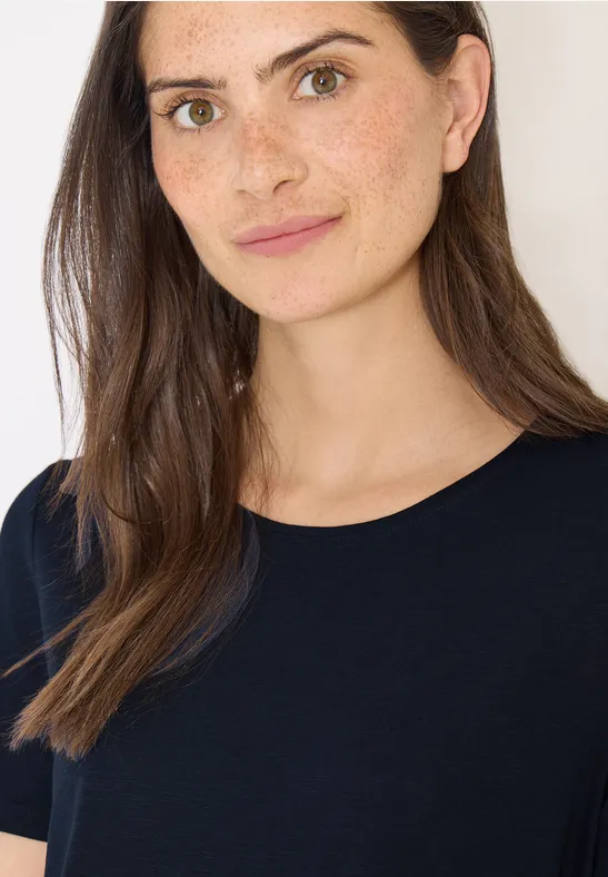 Basic T-Shirt mit Rundhals universal blue