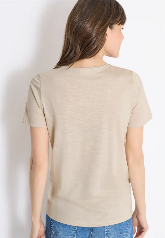 Basic T-Shirt mit Rundhals grain beige