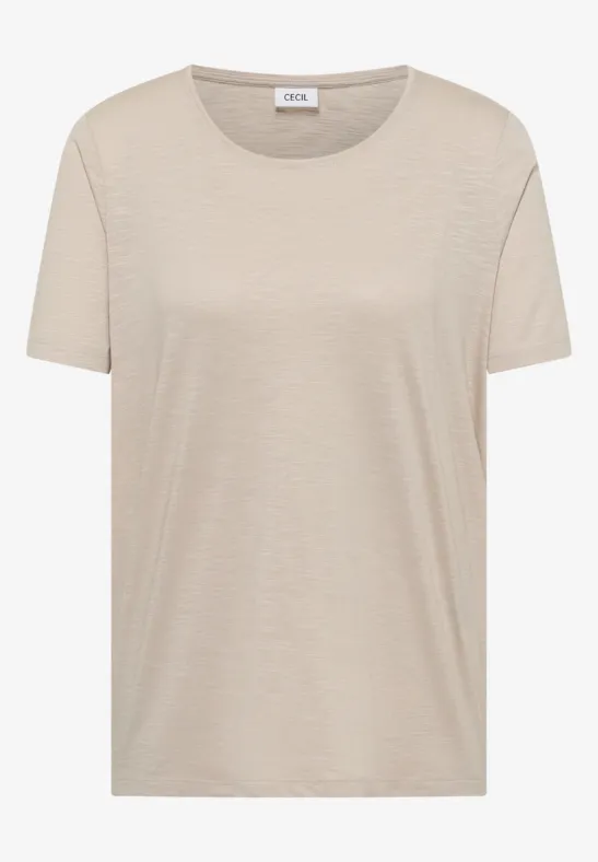 Basic T-Shirt mit Rundhals grain beige