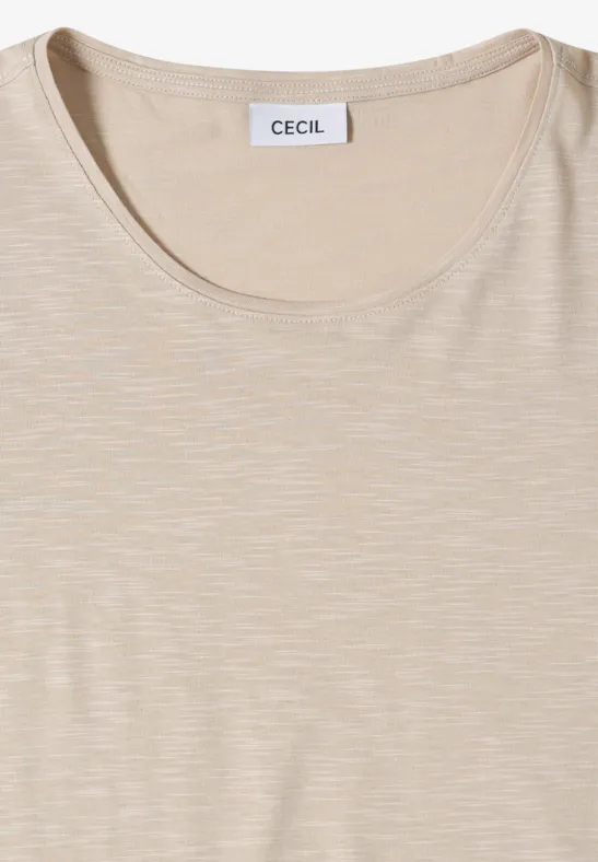 Basic T-Shirt mit Rundhals grain beige