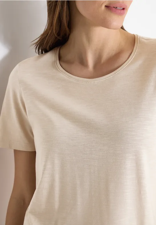 Basic T-Shirt mit Rundhals grain beige